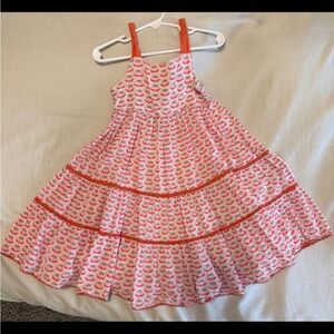 Mini Boden Pink and Orange Patterned Girls Twirl Dress